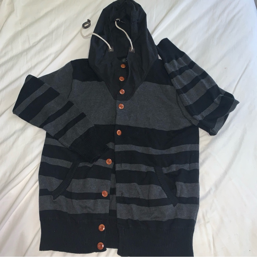 Le 31 Simons Charcoal and Black Hooded Cardigan